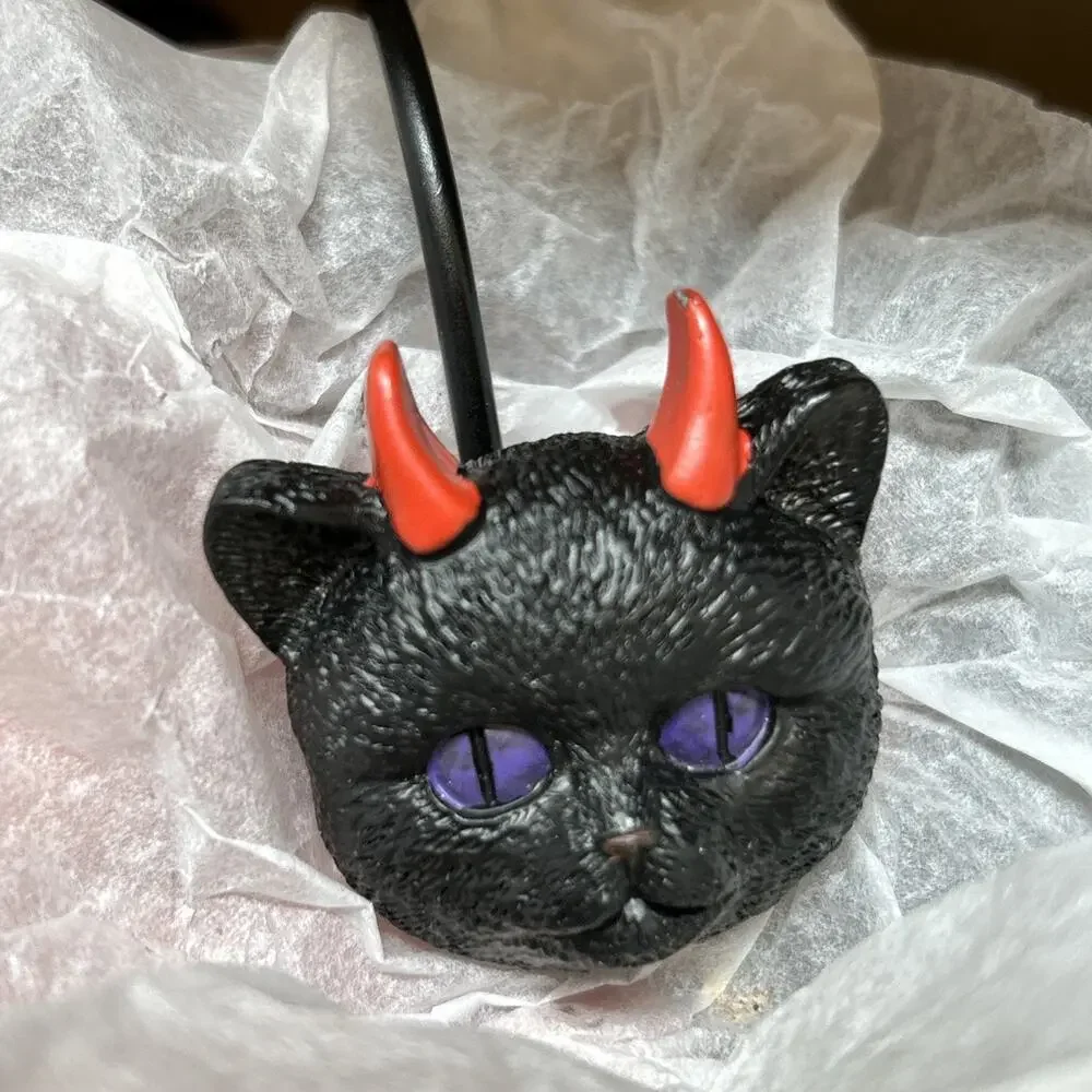 Sunlit Halloween Black Cat Shower Curtain Hooks Rings Spooky Season Decor Set 12